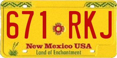 NM license plate 671RKJ