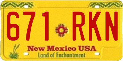 NM license plate 671RKN