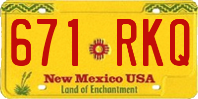 NM license plate 671RKQ
