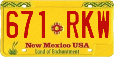 NM license plate 671RKW