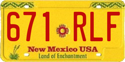 NM license plate 671RLF