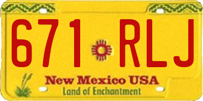 NM license plate 671RLJ