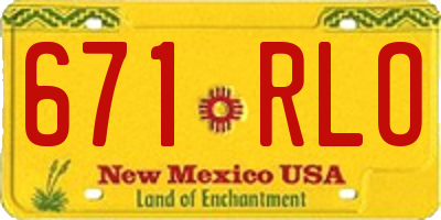 NM license plate 671RLO