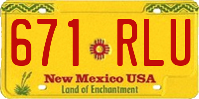 NM license plate 671RLU