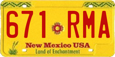 NM license plate 671RMA