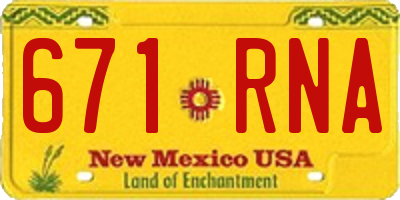 NM license plate 671RNA