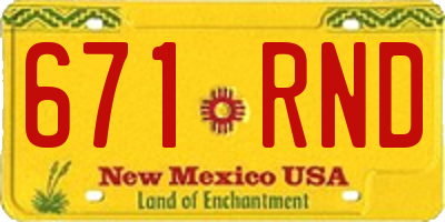 NM license plate 671RND