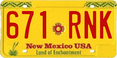 NM license plate 671RNK