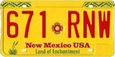 NM license plate 671RNW