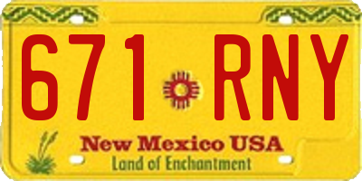 NM license plate 671RNY
