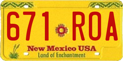 NM license plate 671ROA