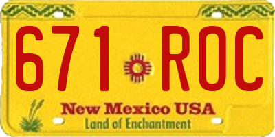 NM license plate 671ROC
