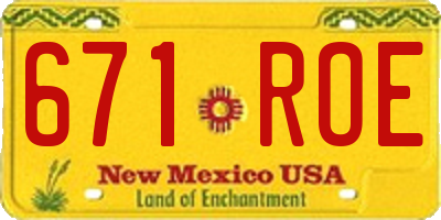 NM license plate 671ROE