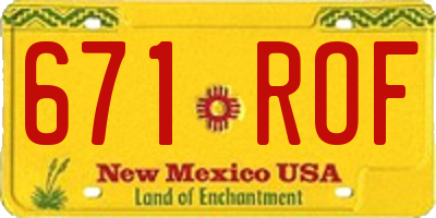 NM license plate 671ROF
