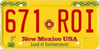 NM license plate 671ROI