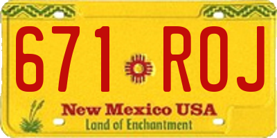 NM license plate 671ROJ