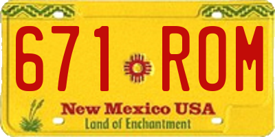 NM license plate 671ROM