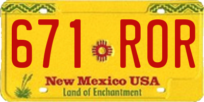 NM license plate 671ROR