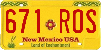 NM license plate 671ROS