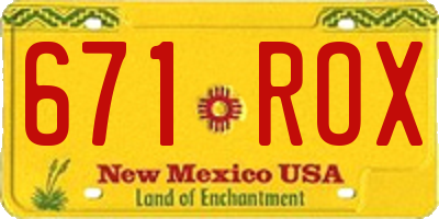 NM license plate 671ROX