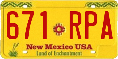 NM license plate 671RPA