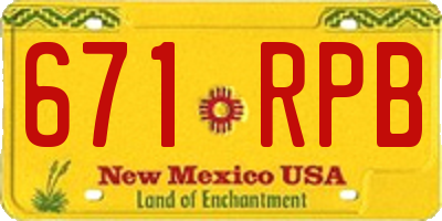 NM license plate 671RPB