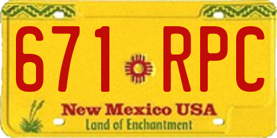 NM license plate 671RPC