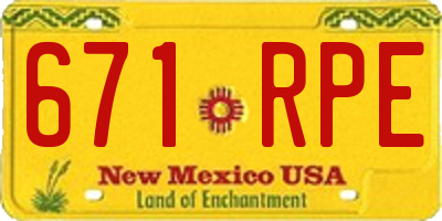NM license plate 671RPE