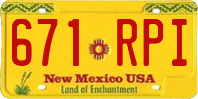 NM license plate 671RPI