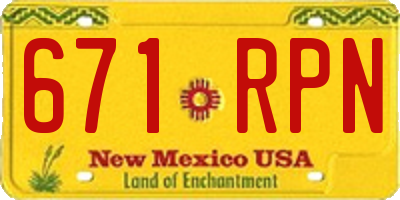 NM license plate 671RPN