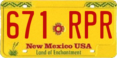 NM license plate 671RPR