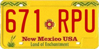 NM license plate 671RPU