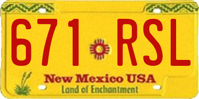 NM license plate 671RSL