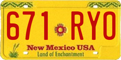 NM license plate 671RYO