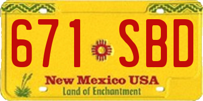 NM license plate 671SBD