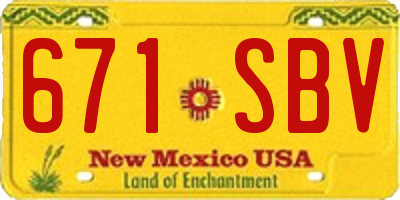 NM license plate 671SBV