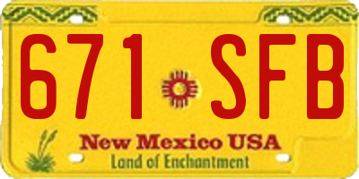 NM license plate 671SFB