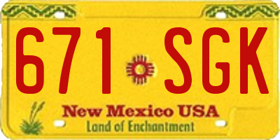 NM license plate 671SGK