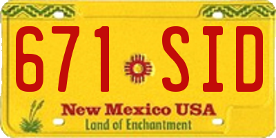 NM license plate 671SID