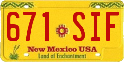 NM license plate 671SIF