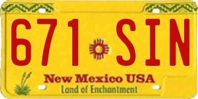 NM license plate 671SIN