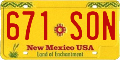 NM license plate 671SON