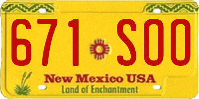 NM license plate 671SOO