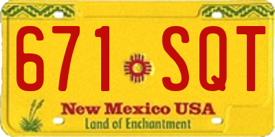 NM license plate 671SQT