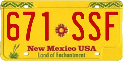 NM license plate 671SSF