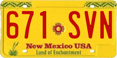 NM license plate 671SVN