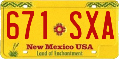 NM license plate 671SXA