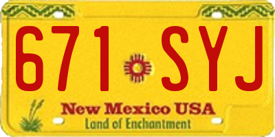 NM license plate 671SYJ