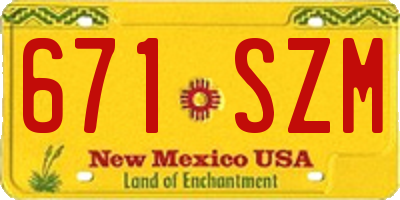 NM license plate 671SZM