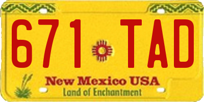 NM license plate 671TAD